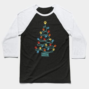 Cute Dog Paws christmas tree Baseball T-Shirt